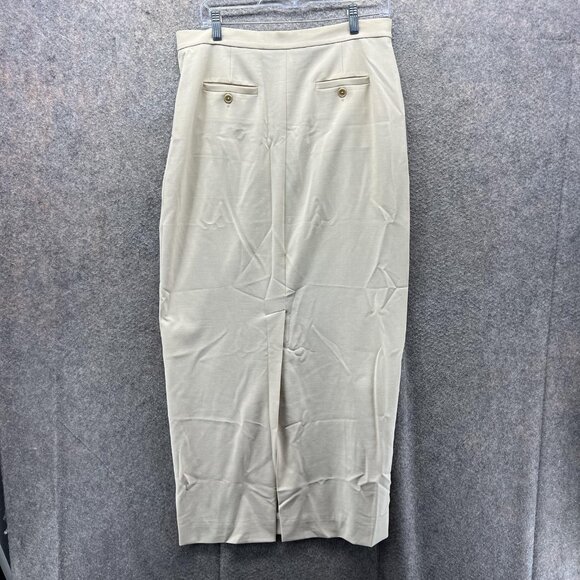 Lauren Ralph Lauren Skirt Womens 10 Beige Long Maxi Back Slit Career Lined - Picture 2 of 8